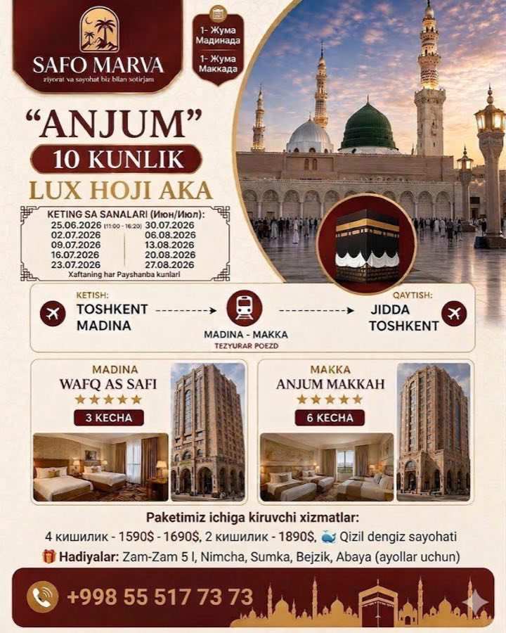 ANJUM LUX Hoji Aka 10 kunlik Umra paketi